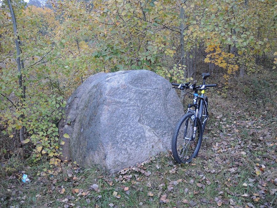 Pierwszy z głazów narzutowych / dość sporych rozmiarów