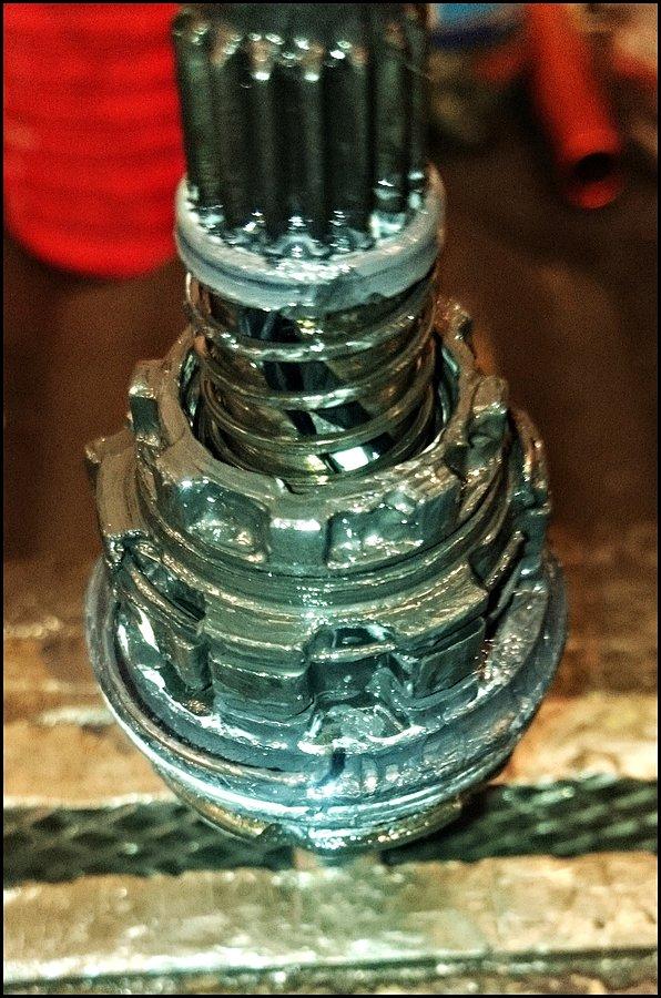 Wnętrzności zajechanej piasty Shimano Nexus 3