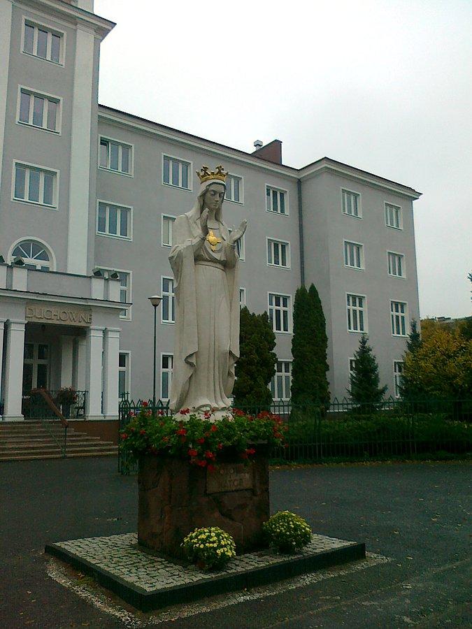 Figura Matki Boskiej przed Wyższym Seminarium Duchownym w Ołtarzewie