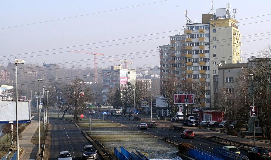 Widok z wiaduktu przy ulicy Mieszka I