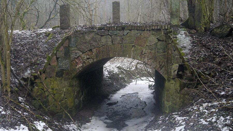 Bledzew mostek na Ponikwie przy ruinach młyna (Hintermühle)