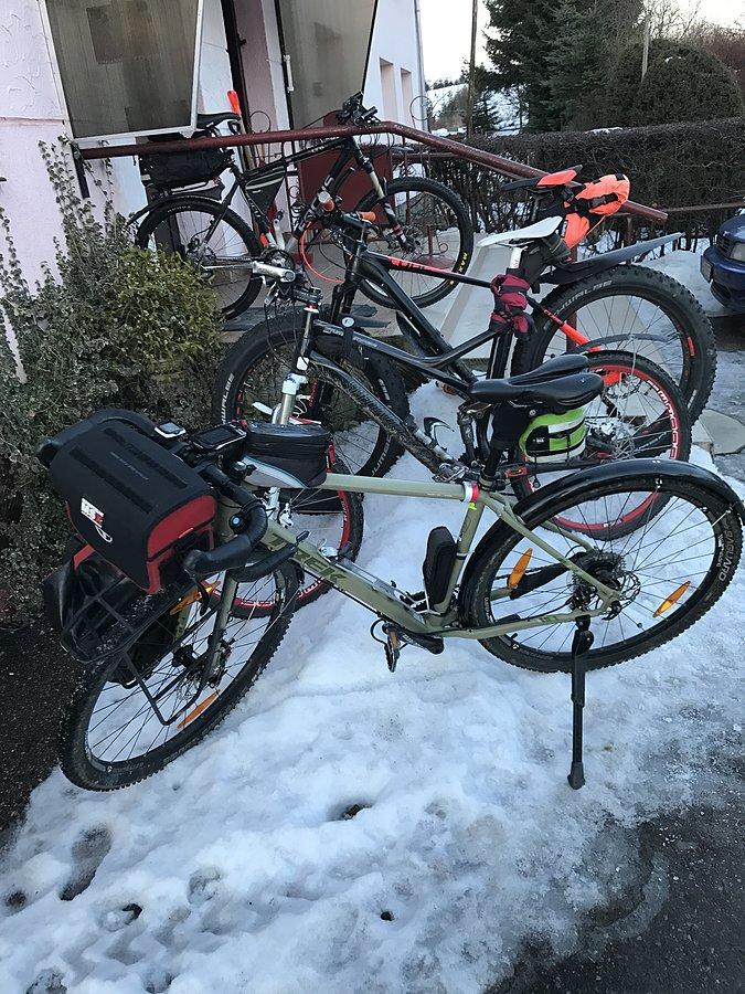 Konie na popasie w Majewie sprytny stojak dla rowerów
