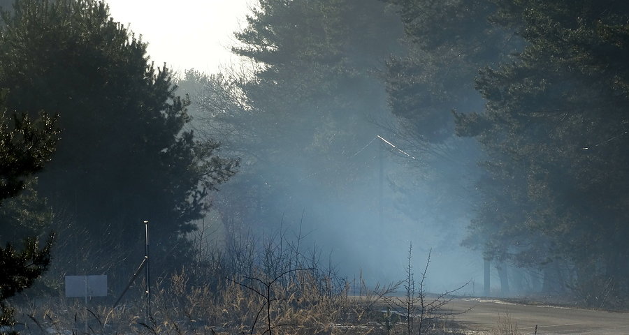 Dymy, nie mgła nad drogą do Tanowa