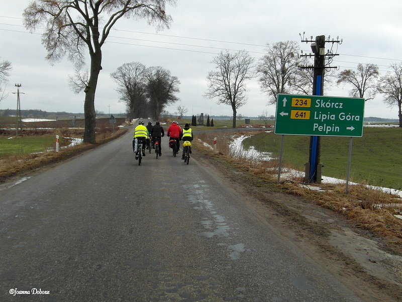 XII Zimowy Rajd Pomorski PTTK - Stolemy 2017-rowerzyści na trasie