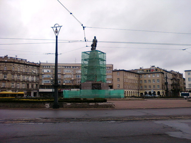 Rusztowanie przy pomniku Kościuszki