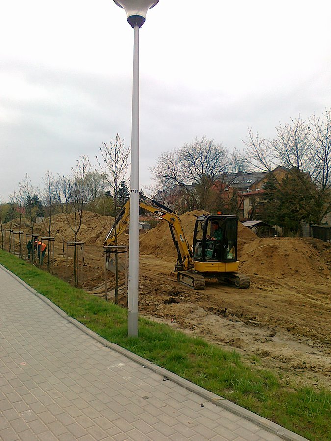Przy Nowolazurowej panowie sadzili dziś drzewka