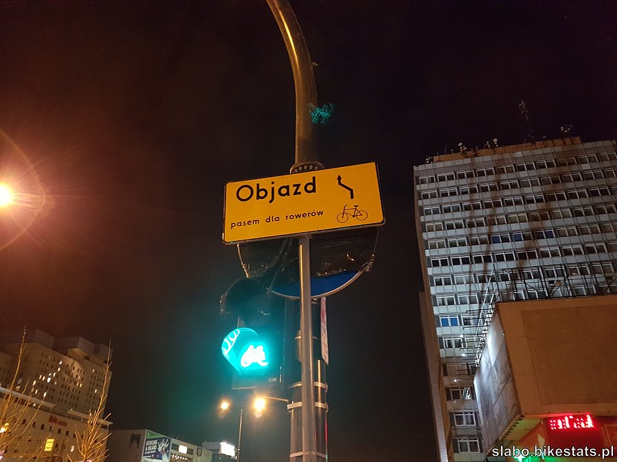 Objazd pasem dla rowerów