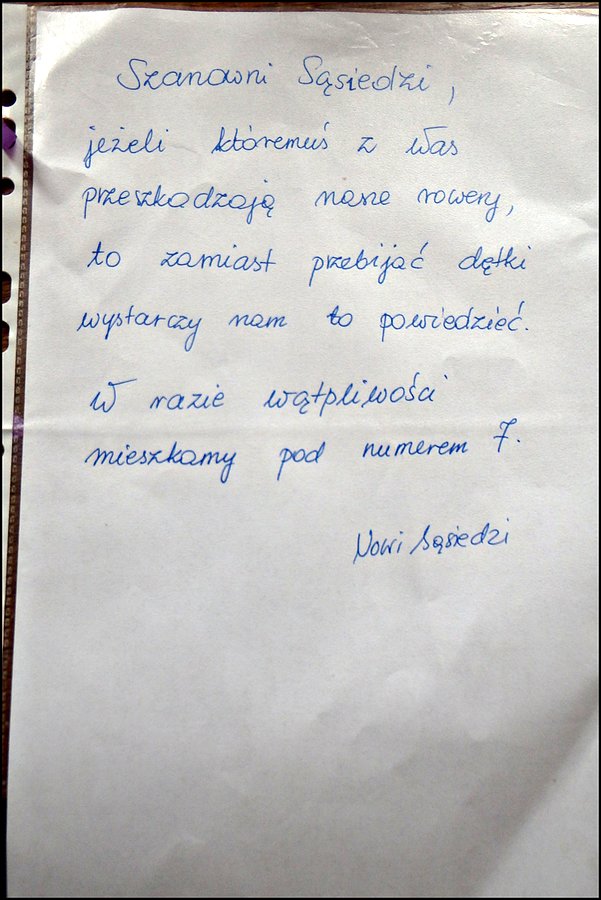 Karteczka dla sąsiadów