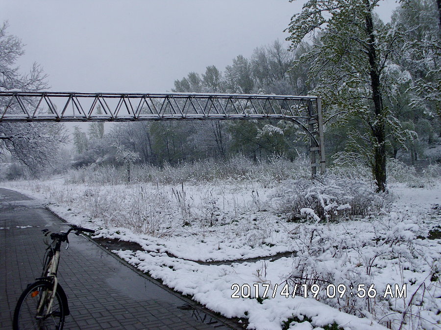 Piękny krajobraz w śnieżno-wiosenny poranek