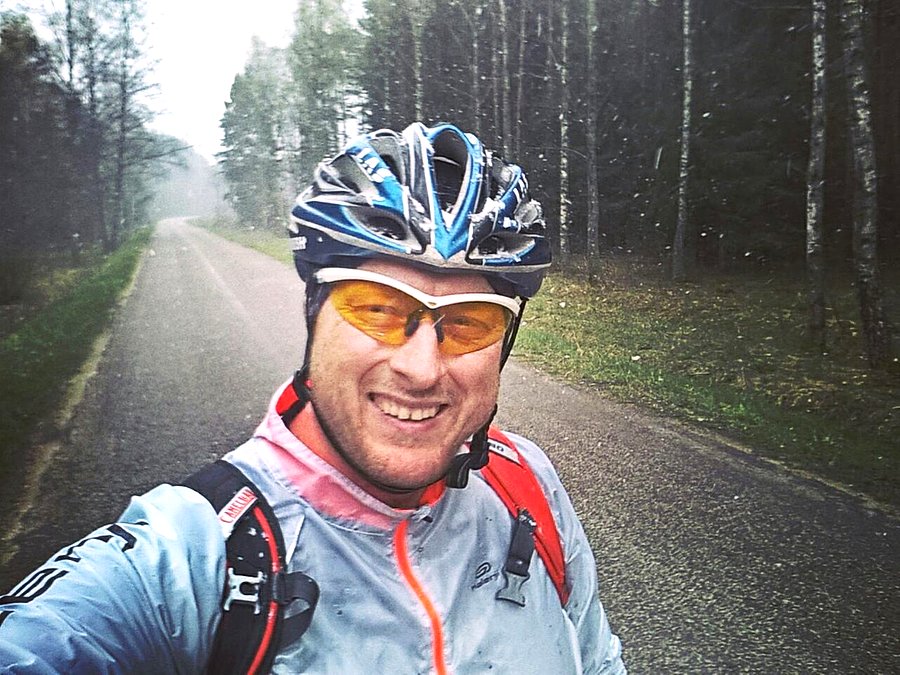 Rower, trasa, wielkanoc, Ełk, Regiel, selfie, śnieg, wiosna