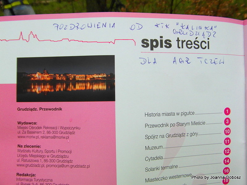 Dedykacja dla nas od zaprzyjaźnionych Rowerzystów