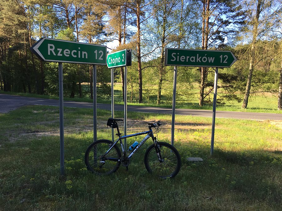 Rozwidlenie tras: Sieraków / Chojno / Rzecin