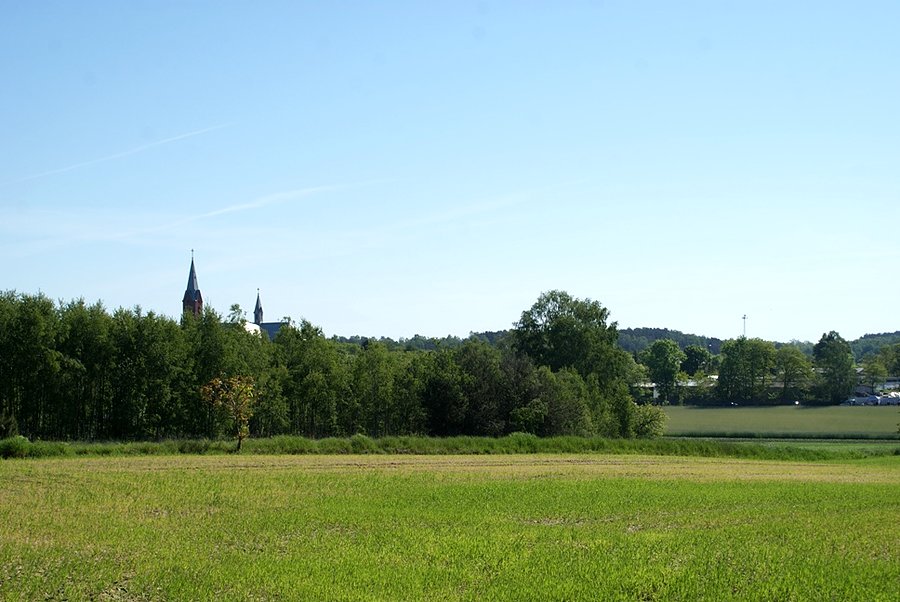 Kościół w Żelechlinku na horyzoncie