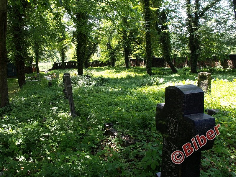 3. Cmentarz ewangelicki przy ul. Lelewela - na pierwszym planie nagrobek biskupickiego pastora