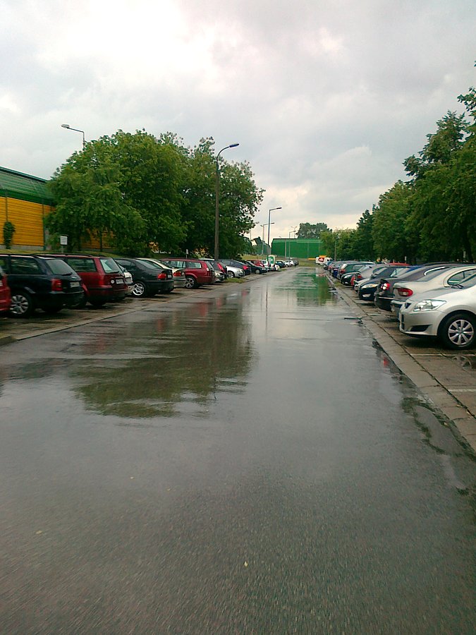 Padało krótko ale mocno. A ja akurat wtedy wybrałam się rowerem