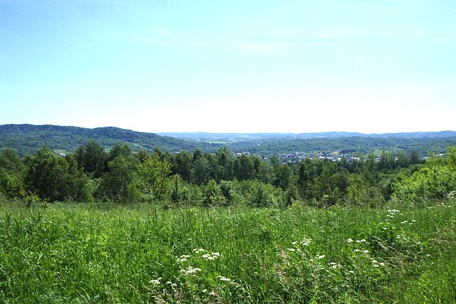 Po lewej góra Hyb (437 m n.p.m.), po prawej "panorama" Domaradza