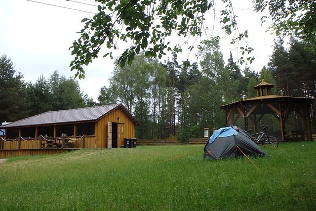 Moja baza noclegowa na przystani kajakowej w Parchowie