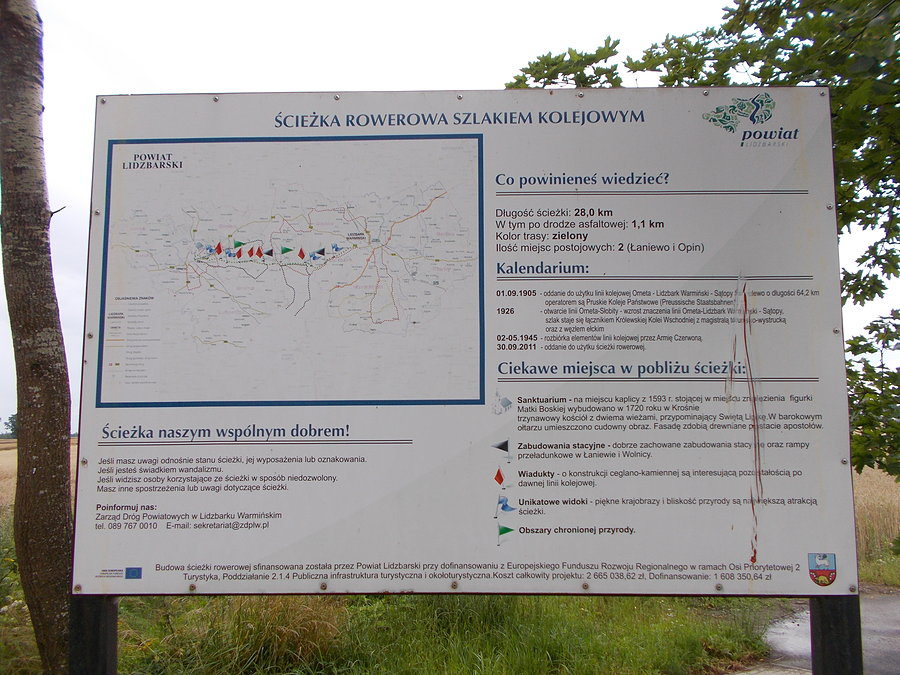 Ścieżka rowerowa szlakiem kolejowym Orneta - Lidzbark Warmiński