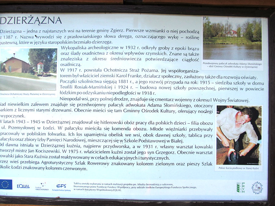 Tablica informacyjna o wsi Dzierżązna
