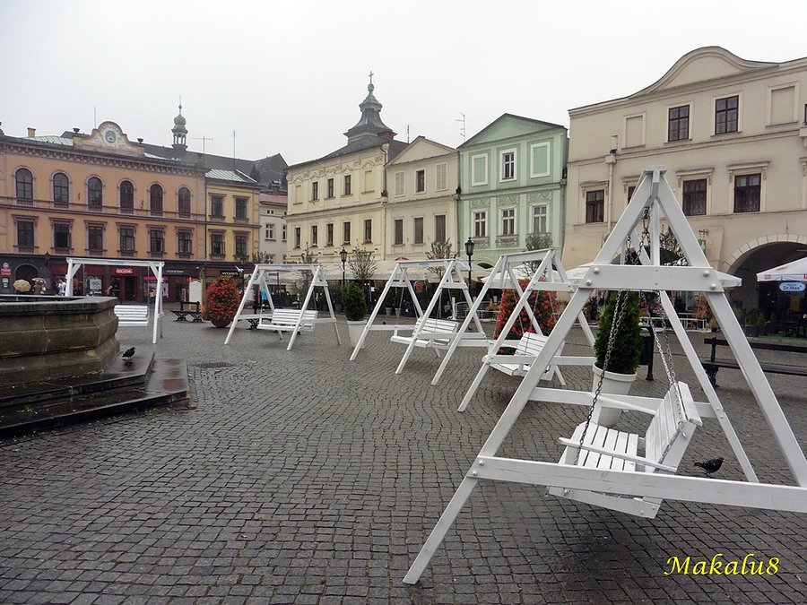 Cieszyn-rynek w deszczu