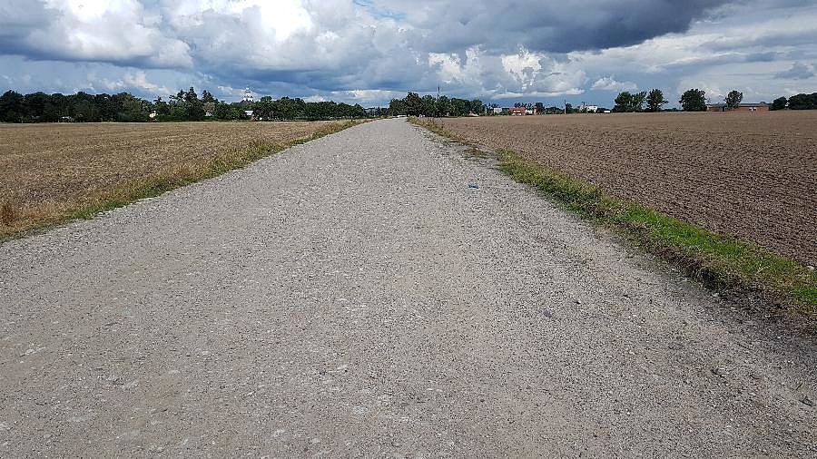 Szutrowy odcinek drogi do Koszewa