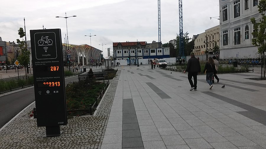 Łódź Piłsudskiego licznik rowerowy