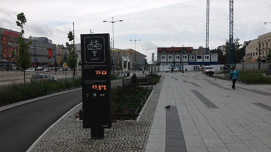 Łódź Piłsudskiego licznik rowerowy