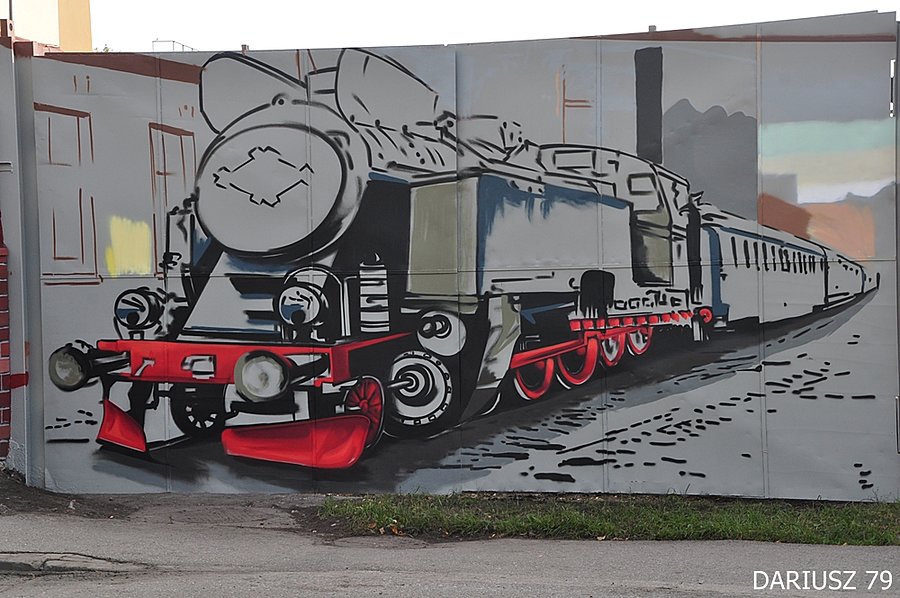 Sosnowiec Środula - Graffiti na jednej fabryce na bramie kolejowej
