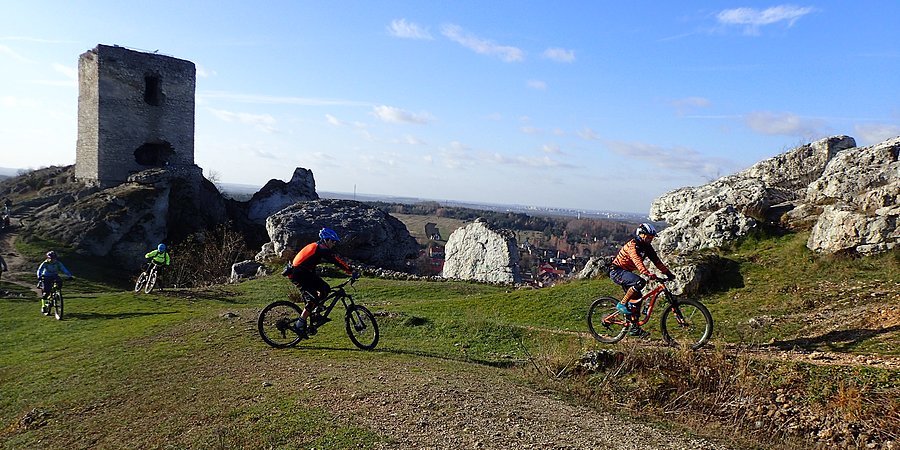 Grupa rowerzystów w Olsztynie