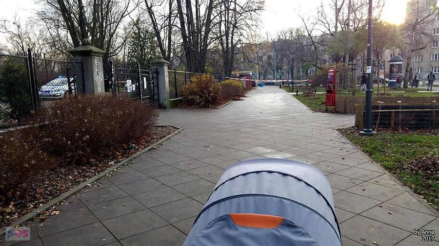 Wózek spacerowy na alejce w parku