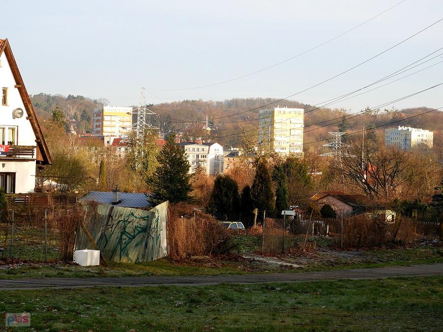Szczecin widziany z wiaduktu przy Alei Wojska Polskiego (Łękno).