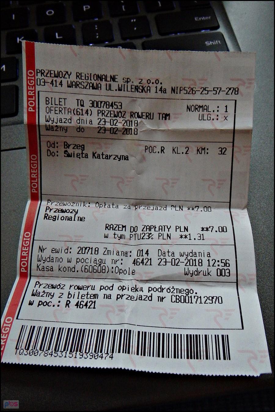 Od dawna nie miałem biletu na przewóz roweru...