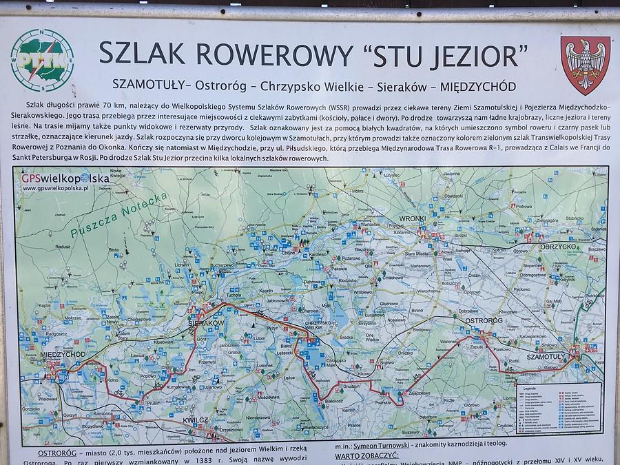 Mapka i informacje dotyczące szlaku "Stu Jezior"