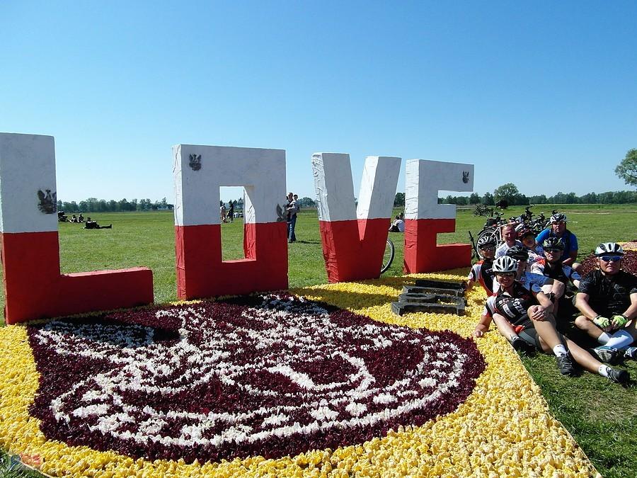 LOVE na tle kwiatowego dywanu Mokry Dwór
