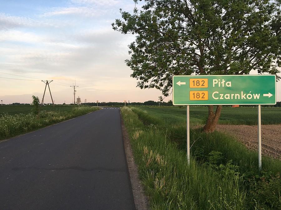 Dojazd do trasy Czarnków - Piła (okolice Ujścia)