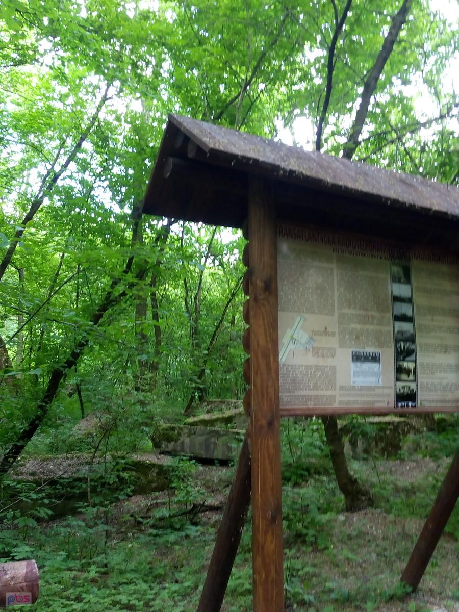 Tablica z informacją dotyczącą radiostacji Babice. Za tablicą resztki łapy masztu ( jeśli się nie mylę)