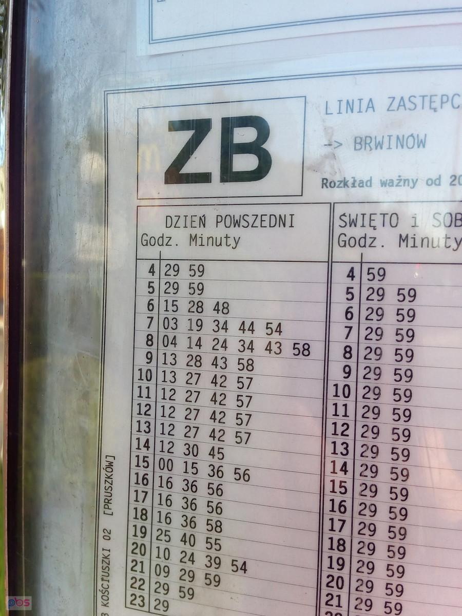 Rozkład jazdy komunikacji zastępczej