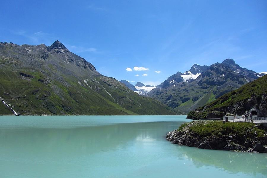 Widok z tamy na Silvretta-Stausee