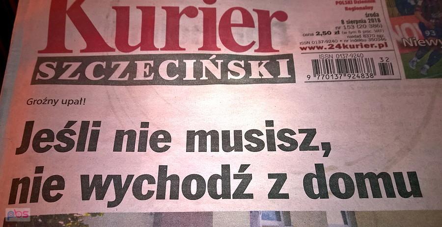 Tytułowa strona Kuriera Szczecińskiego 8 sierpnia 18 r.