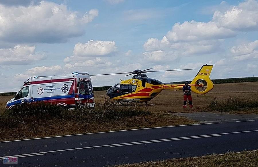 Lotnicze Pogotowie Ratunkowe na polu w okolicy Żarowa