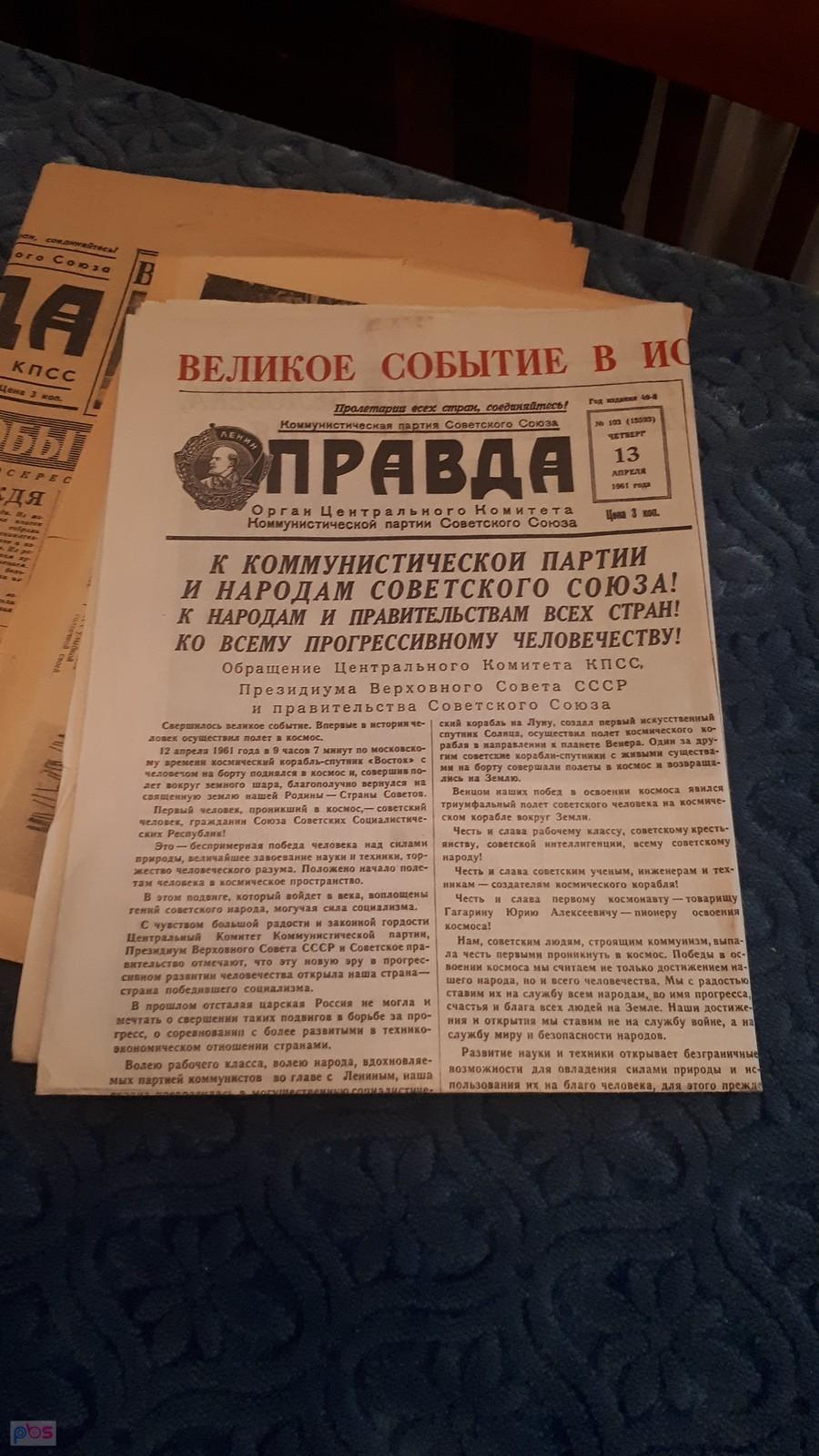 Gazety które Gagarin przynosił mamie