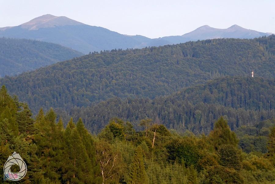 Wysokie Bieszczady z platformy na Przysłupie