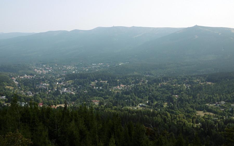 Widoczek na Karkonosze i Szklarską Porębę z Wysokiego Kamienia