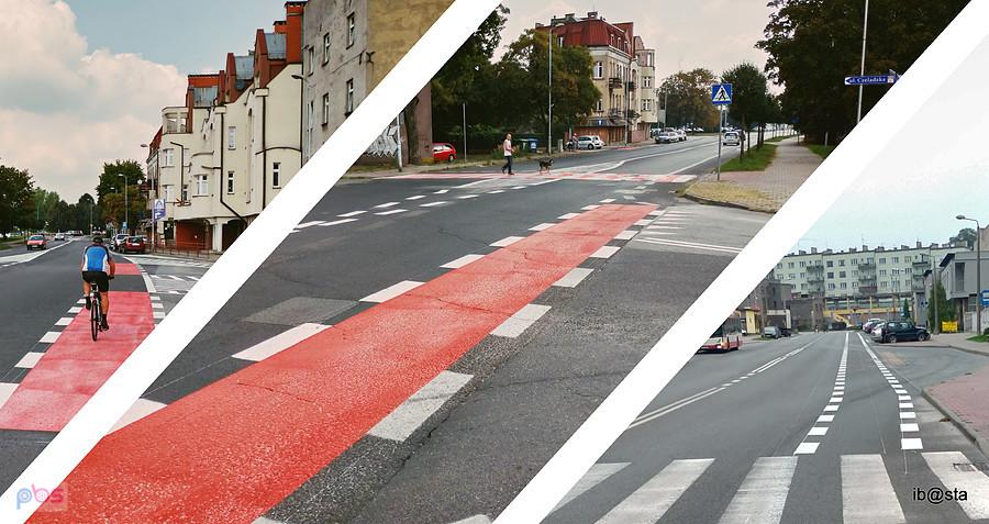 ulice: Zawale i Bema - nowe pasy dla rowerów