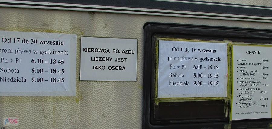 Rozkład jazdy i cennik przeprawy promowej w Gassach