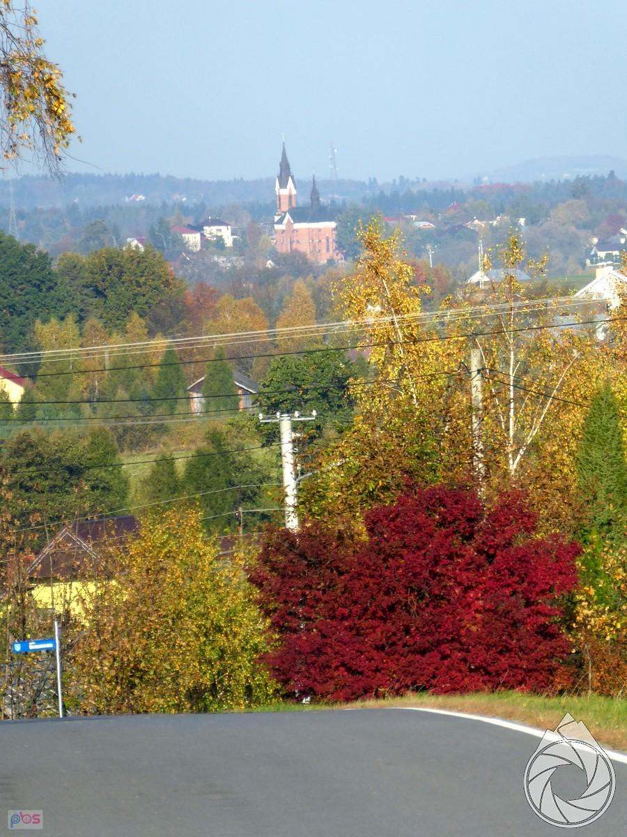 w oddali kościół w Turzy