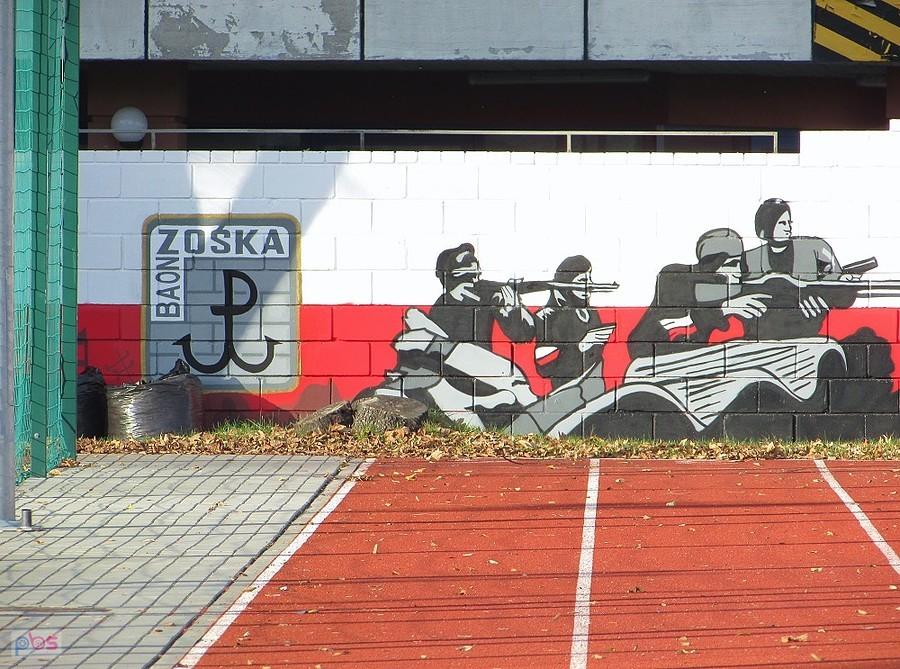 Mural na boisku LO Śniadeckiego