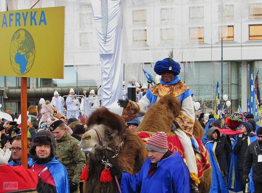 Największa atrakcja Orszaku Trzech Króli czyli wielbłąd z Królem Afrykańskim