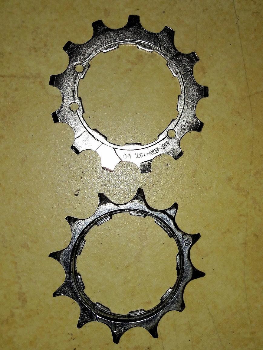 Before - after: zębatki kasety.