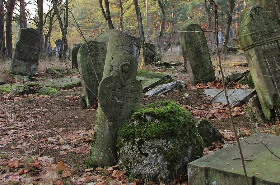 Kirkut otwocki - nagrobek z serduszkiem